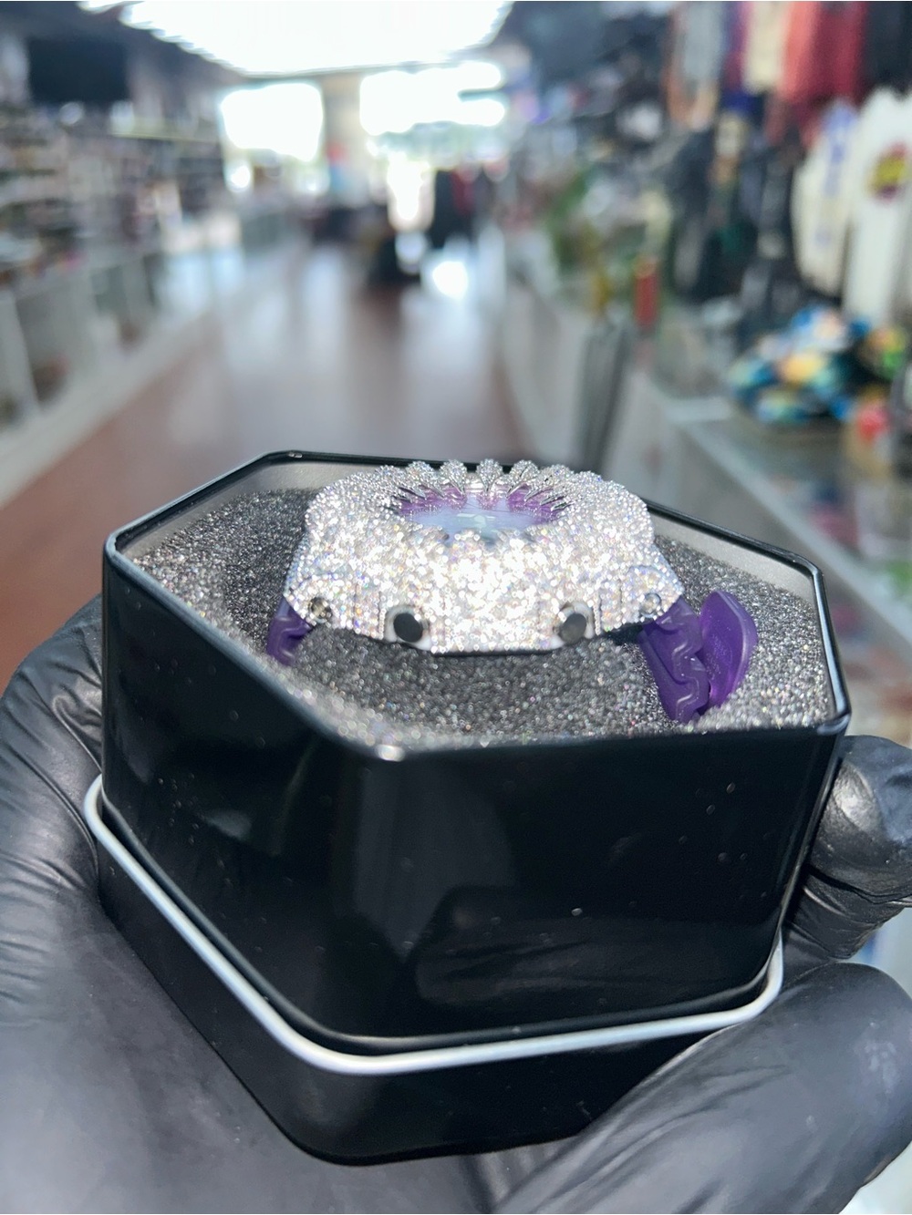Men's Iced Out G-Shock Purple band with bear claw bezel